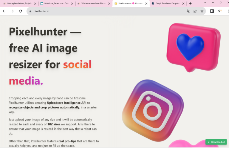 Pixelhunter – kostenloser KI-Bild-Cropper für soziale Medien – For Free